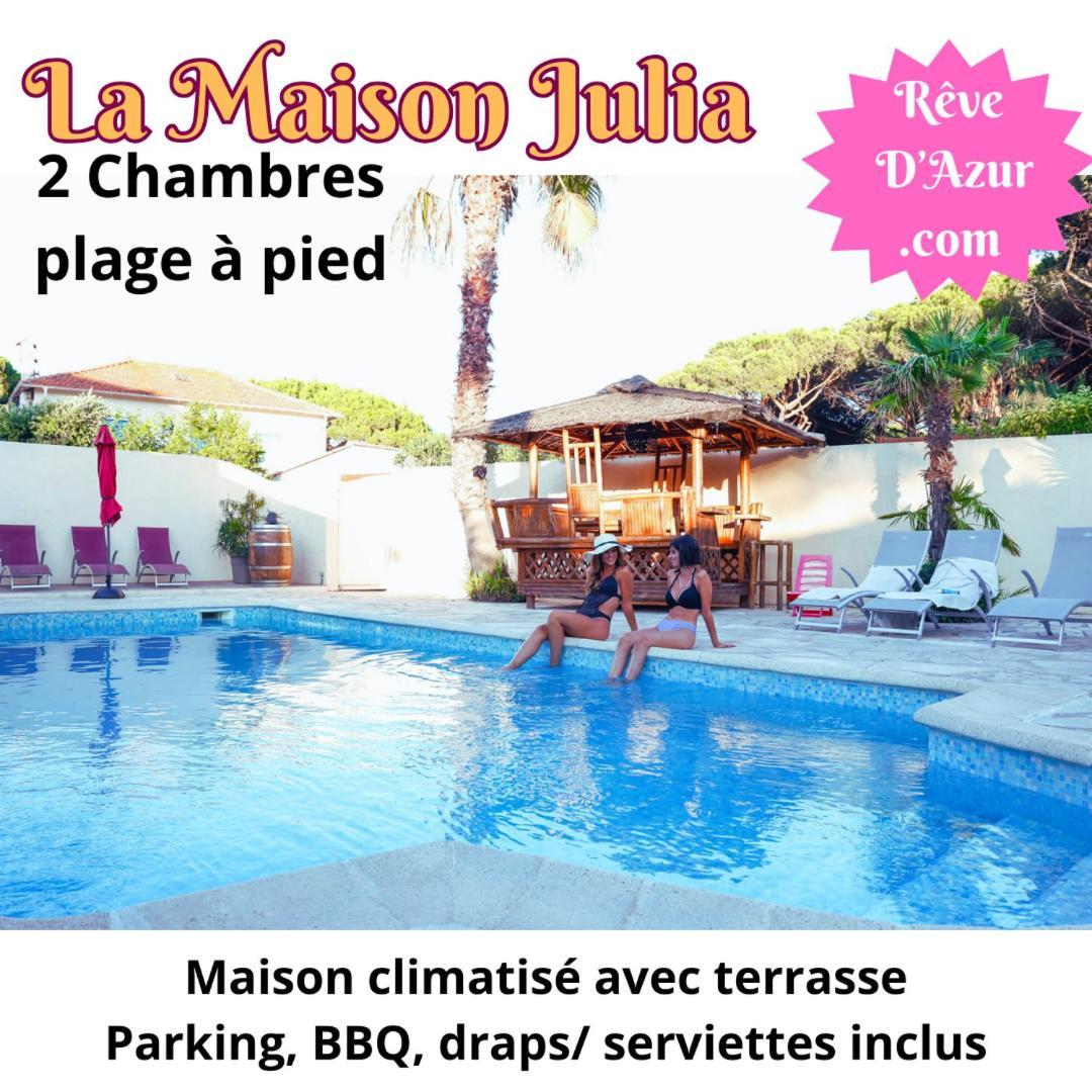 Reve D'Azur, 2 Chambres, Maison Julia En Bord De Mer A La Nartelle, Piscine Partagee, Parking & Terrasse Bbq, Wifi Et Draps Inclus Plage A Pied Sainte-Maxime Eksteriør bilde
